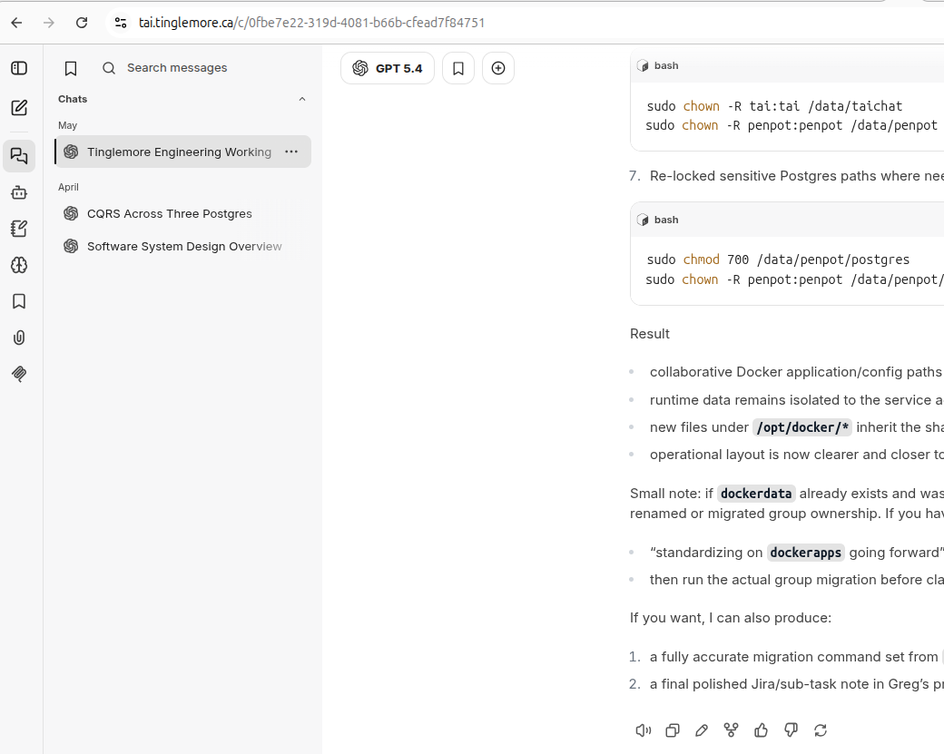 Tai LibreChat workspace overview